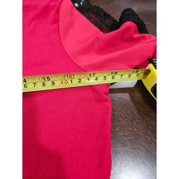 Y2K Style & Co Red Black Lace Sheer Sleeve Tunic Dress Medallion S - Picture 6 of 7